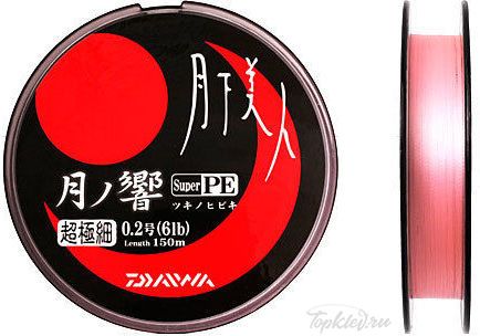 Шнур плетёный PE Daiwa - TUKINOHIBIKI 2+SI #0.3 -150 m розовый 4,8LB.