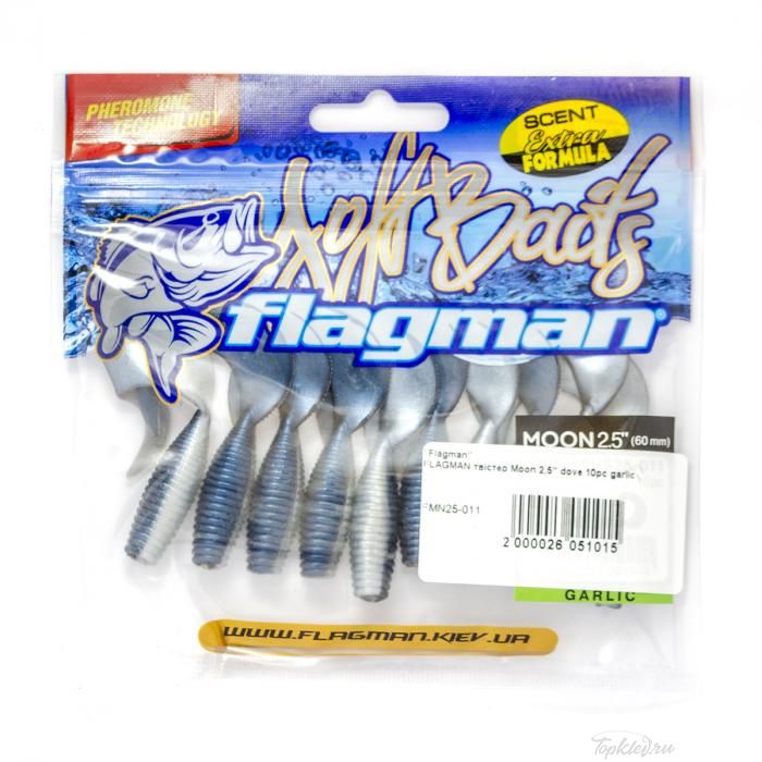 Мягкая приманка Flagman твистер Moon 2,5" dove 10pc garlic