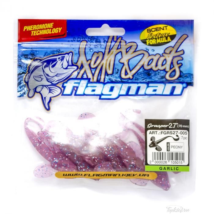 Мягкая приманка Flagman виброхвост Grasper 2,7" peony 7pc garlic