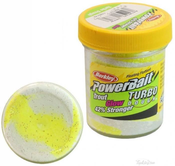 Паста форелевая Berkley PowerBait Select Glitter TURBO Glow Yellow/White Glow 50gr