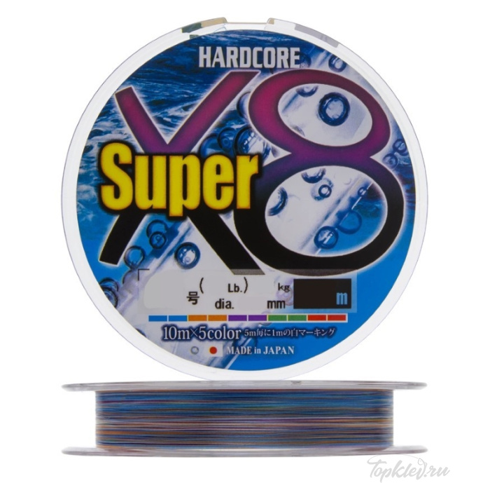 Шнур плетеный Duel PE Hardcore X8 Super 200m #1.2 5color 9Kg (0.19mm)