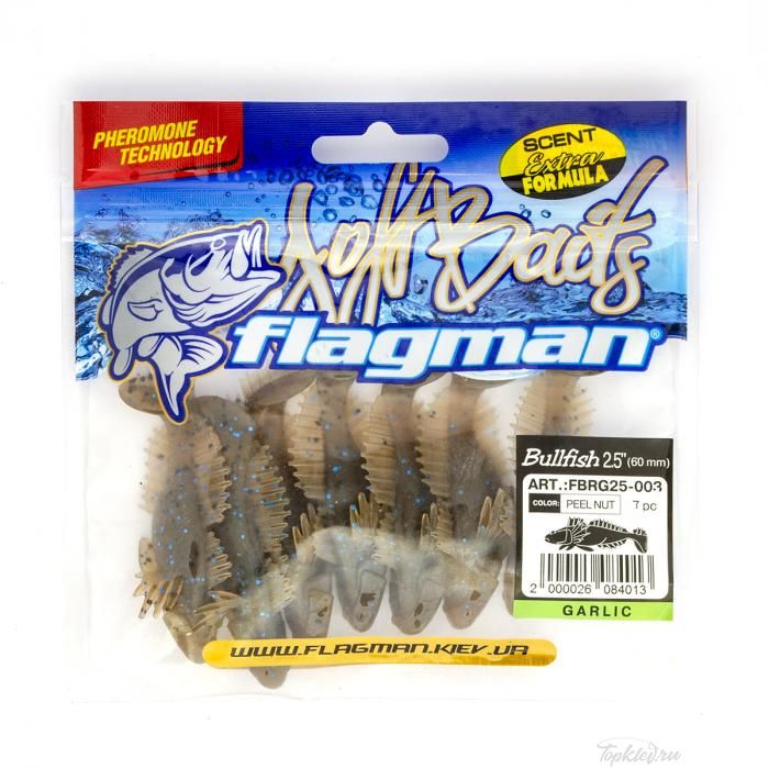 Мягкая приманка Flagman виброхвост Bullfish 2,5" peel nut 7pc garlic