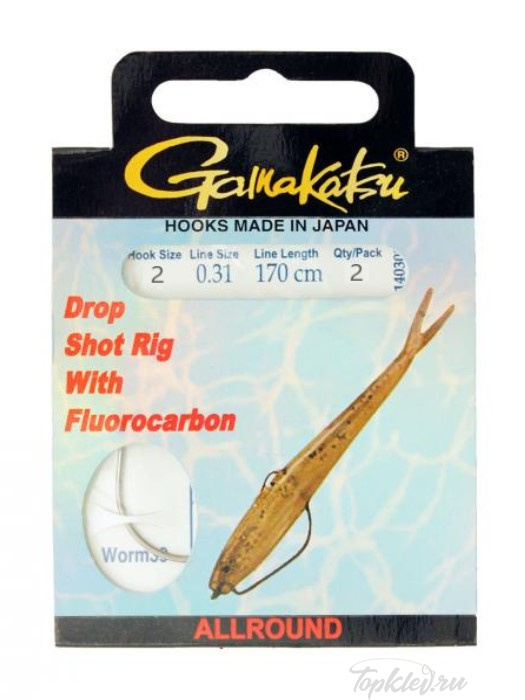 Крючок с поводком Gamakatsu BKD-Drop Shot Rig W-EWG 170см №2 d поводка 0,31 (2шт.)