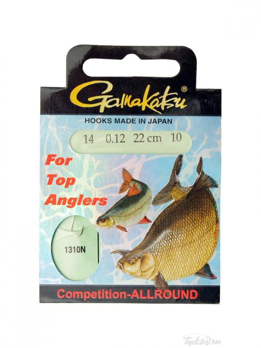 Крючок с поводком Gamakatsu BKS-1310N Allround 22см Comp №14 d поводка 0,12 (10шт.)