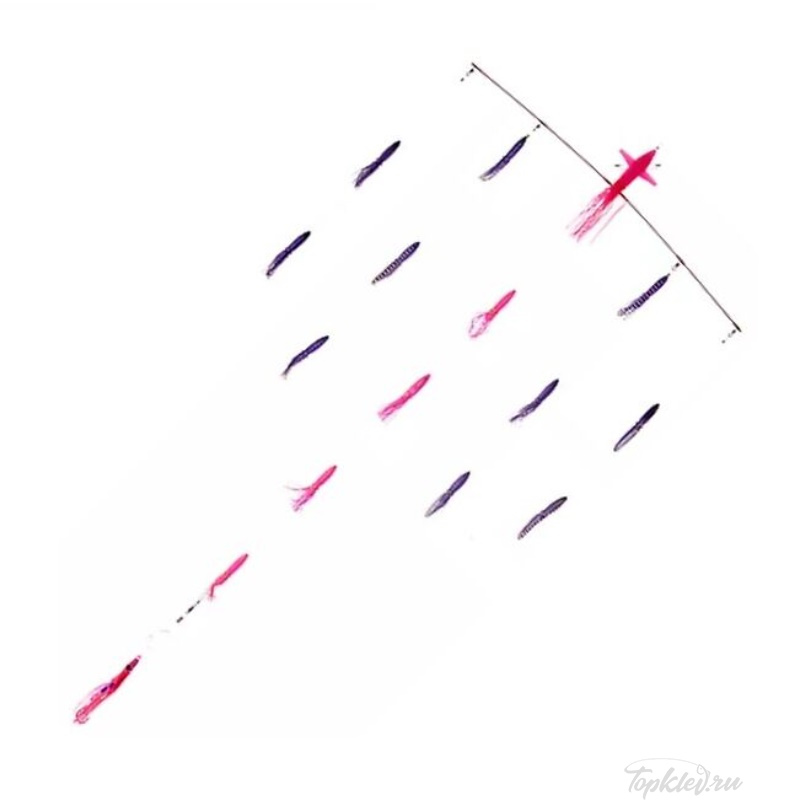 Оснастка Higashi 36 Left Direction Flock fish 6 Squid 540гр #Combo 1 (Pink Tiger/Purple)