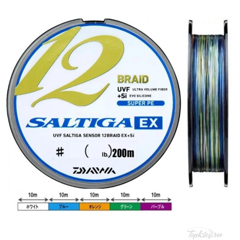 Шнур плетёный PE Daiwa - SALTIGA S X12EX 200m #1.2 multicolor 27LB