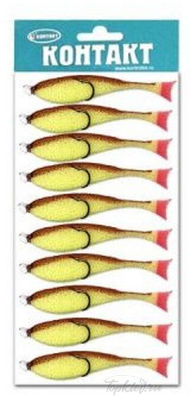 Рыбка поролоновая Контакт 7см на двойнике желто-корич. (10шт)