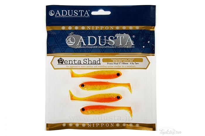 Приманка Adusta Penta shad 3" #100 Green Chart Glitter Orange