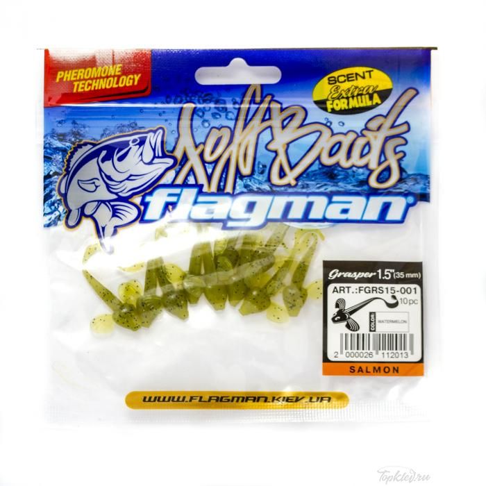 Мягкая приманка Flagman виброхвост Grasper 1,5" watermelon 10pc salmon