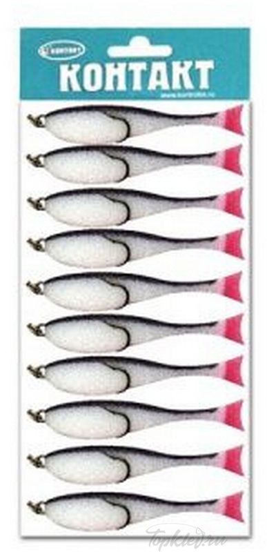 Рыбка поролоновая Контакт 7см на двойнике бело-черн. (10шт)