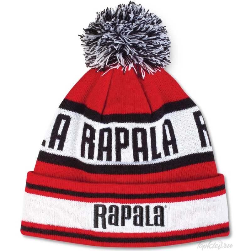 Шапка с помпоном Rapala Pom Beanie #Красно-черная