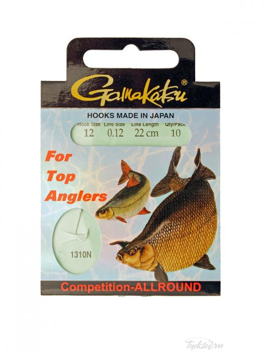 Крючок с поводком Gamakatsu BKS-1310N Allround 22см Comp №12 d поводка 0,12 (10шт.)