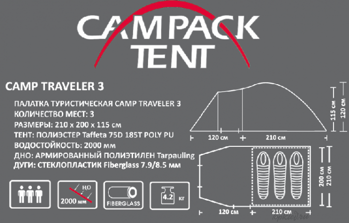 Палатка туристическая Campack Tent Camp Traveler 3