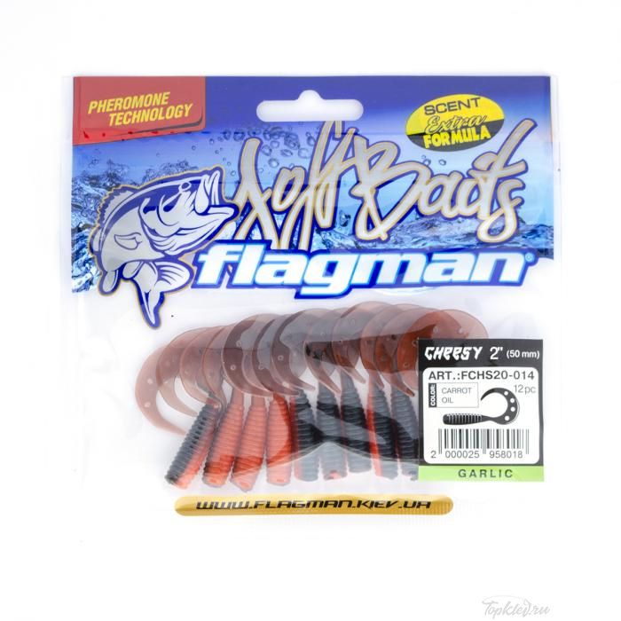 Мягкая приманка Flagman твистер Cheesy 2" carrot oil 12pc garlic