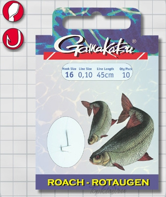 Крючок с поводком Gamakatsu BKS-1050N Roach 45см №14 d поводка 0,12 (10шт.)