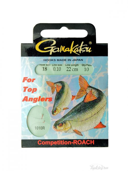 Крючок с поводком Gamakatsu BKS-1010R Roach 22см Comp №18 d поводка 0,10 (10шт.)