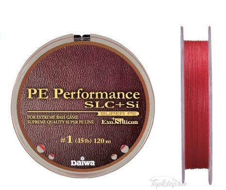 Шнур плетёный PE Daiwa PE Perfomance SLC+Si 120м #1.0 красный 6,6кг.