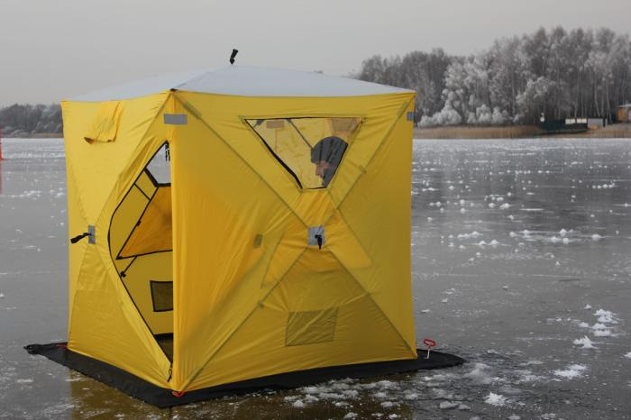 Палатка зимняя Prival Сахалин 2, 150х150х170 см (желтый/серый)