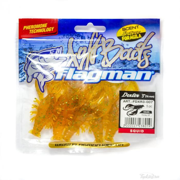 Мягкая приманка Flagman Dexter 3" honey green flake 5pc squid