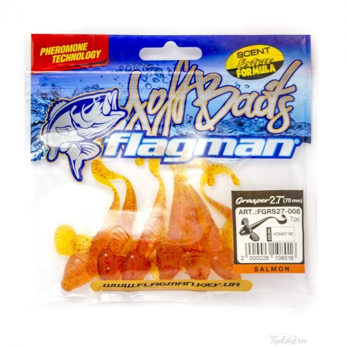 Мягкая приманка Flagman виброхвост Grasper 2,7" honey red flake 7pc salmon
