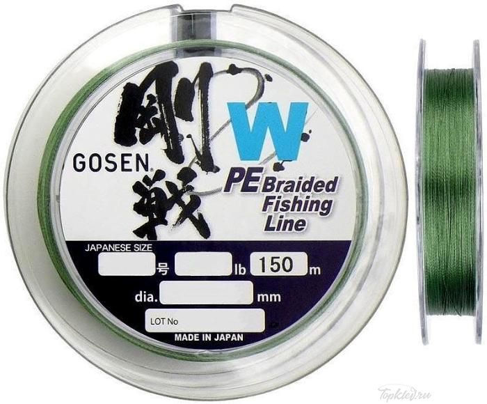 Шнур плетеный Gosen W 4 Green #4.0 45lb 0.342mm 150m