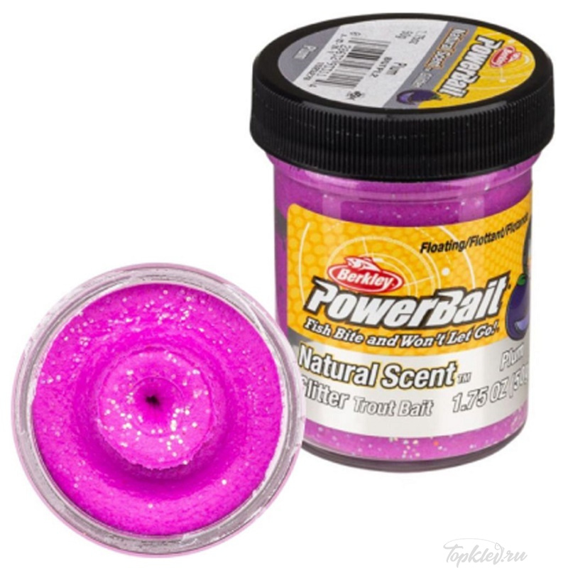 Паста форелевая Berkley PowerBait NATURAL SCENT Glitter TROUT BAIT 50gr FRUITS - PLUM