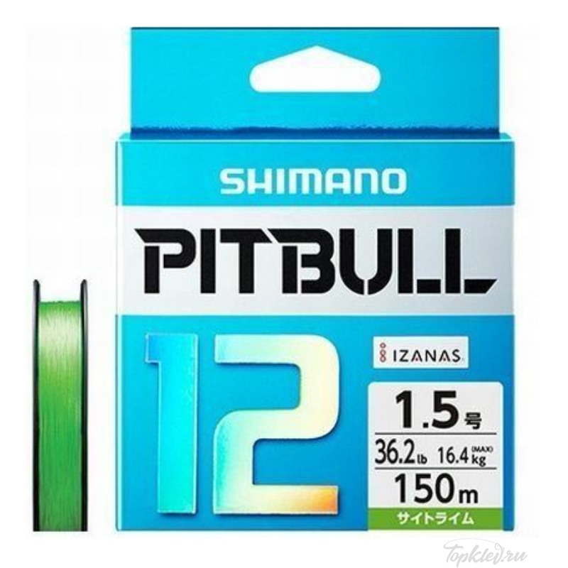 Шнур плетёный PE Shimano PL-M52R PITBULL PE12 150m GREEN #1 10,6kg.