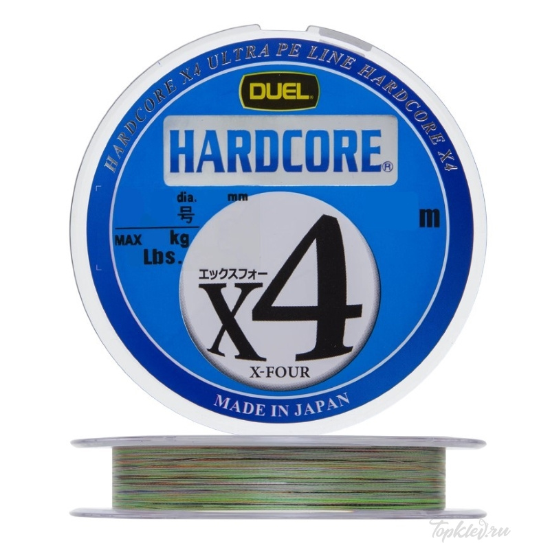Шнур плетеный Duel PE Hardcore X4 200m 5color-Yellow marking #0.8 (0.153mm) 6.4kg