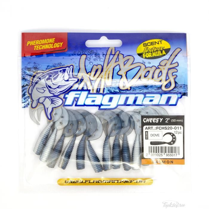 Мягкая приманка Flagman твистер Cheesy 2" dove 12pc salmon