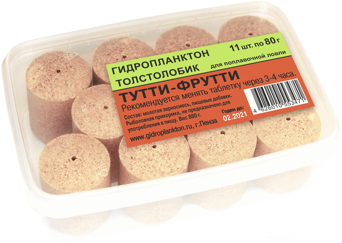 Гидропланктон 80г х 11шт. в контейнере 880г Тутти-Фрутти