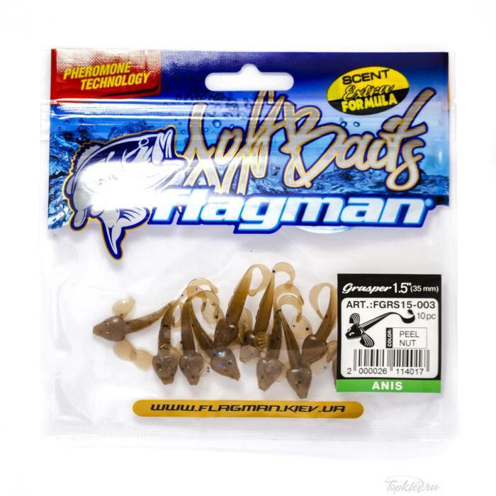 Мягкая приманка Flagman виброхвост Grasper 1,5" peel nut 10pc anis