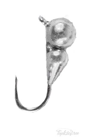 Мормышка вольфрамовая Dixxon-Rus Капля + шар с ушком M, никель (10шт)