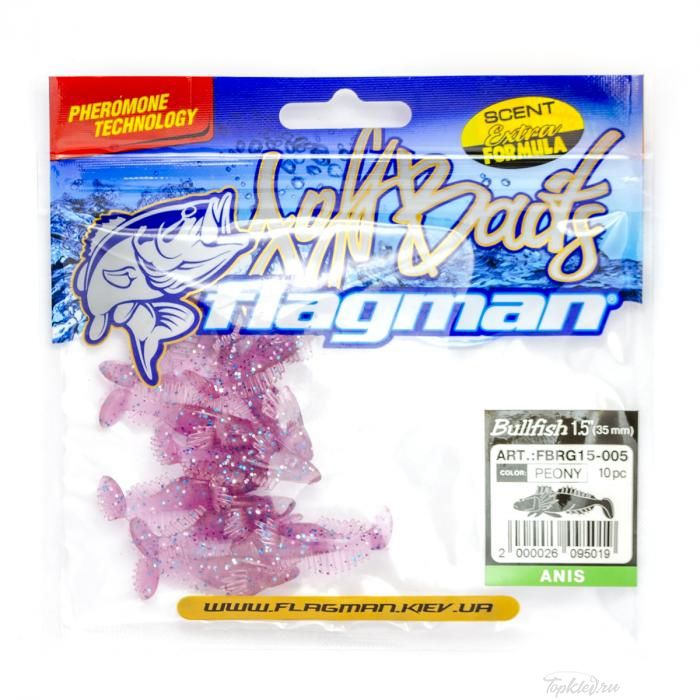 Мягкая приманка Flagman виброхвост Bullfish 1,5" peony 10pc anis