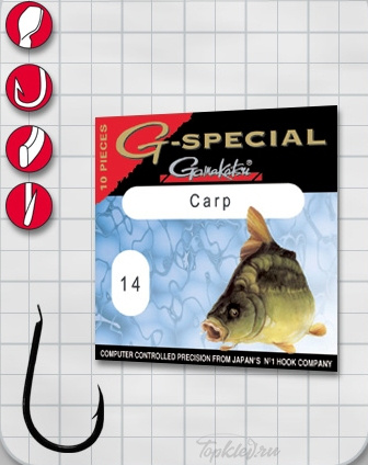 Крючок Gamakatsu G-Special Carp B №14 (10шт.)