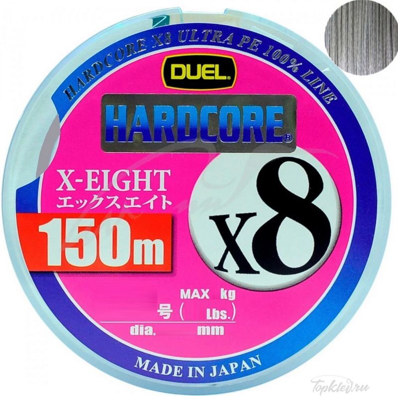 Шнур плетеный Duel PE Hardcore X8 150m Silver #1.0 (0.171mm) 9.0kg