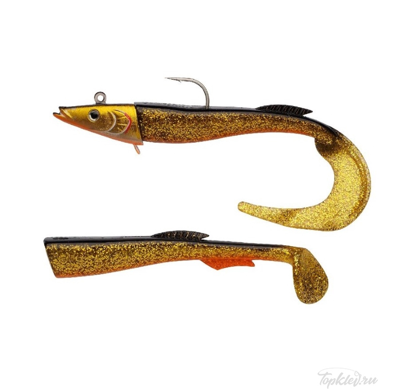 Приманка мягкая огруженная Berkley Power Sandeel 21cm 130gr #Gold Motoroil