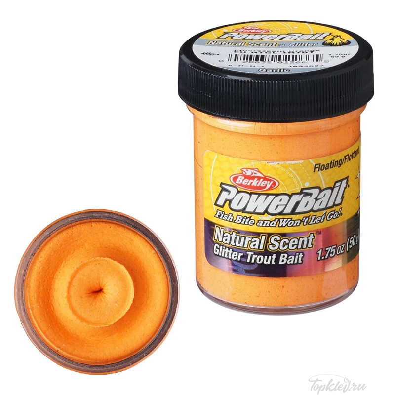 Паста форелевая Berkley PowerBait NATURAL SCENT Glitter TROUT BAIT 50gr - Fluorescent Orange