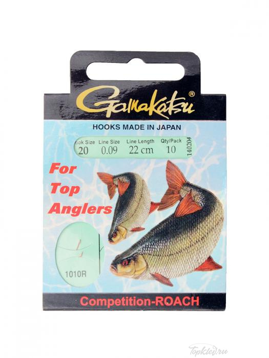 Крючок с поводком Gamakatsu BKS-1010R Roach 22см Comp №20 d поводка 0,09 (10шт.)