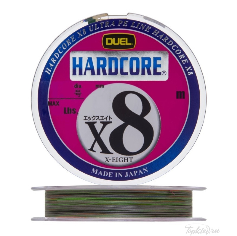 Шнур плетеный Duel PE Hardcore X8 200m 5color-Yellow marking #1.2 (0.191mm) 12kg