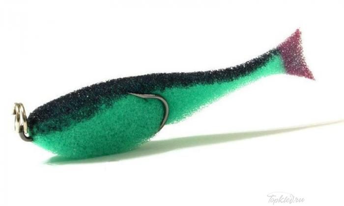 Поролоновая рыбка Контакт (двойник),12 см зелёно-чер (1упак*5шт)