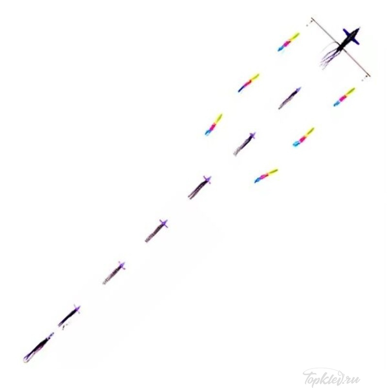 Оснастка Higashi 18 Flock fish 6 Squid 420гр #Combo 2 (Purple/Rainbow)