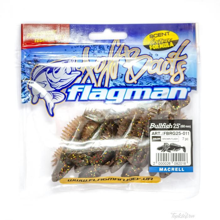 Мягкая приманка Flagman виброхвост Bullfish 2,5" brown flash 7pc macrell