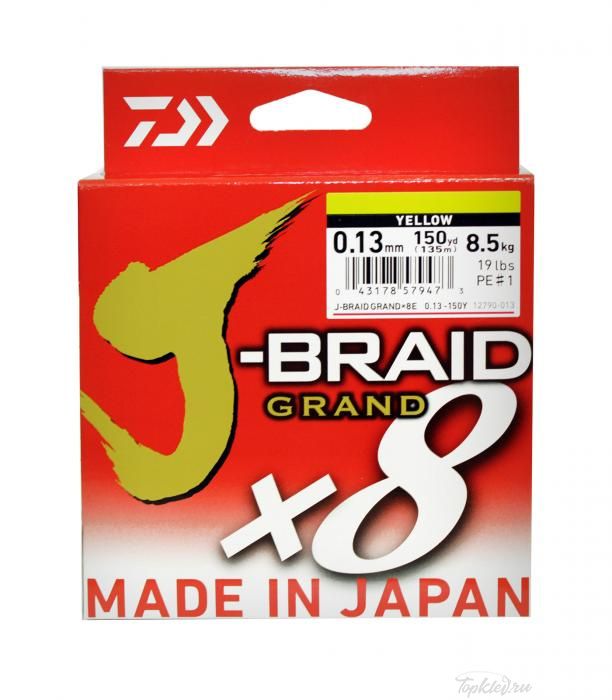 Шнур плетеный Daiwa J-BRAID GRAND X8 0.13MM-135m YELLOW