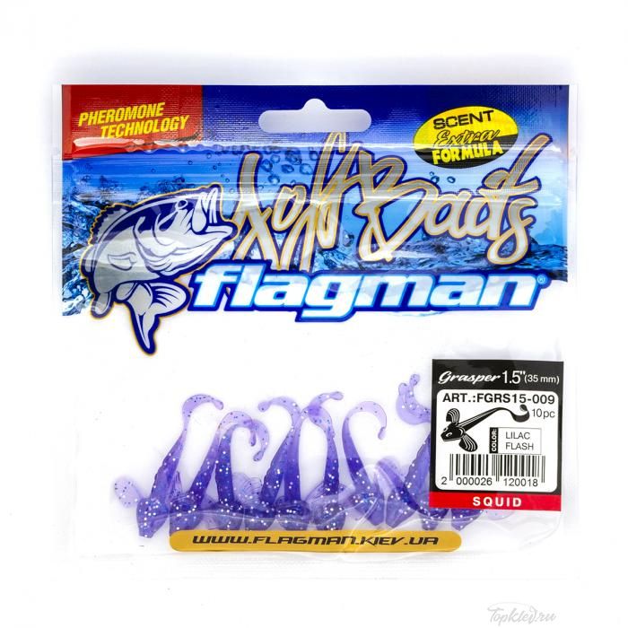 Мягкая приманка Flagman виброхвост Grasper 1,5" lilac flash 10pc squid