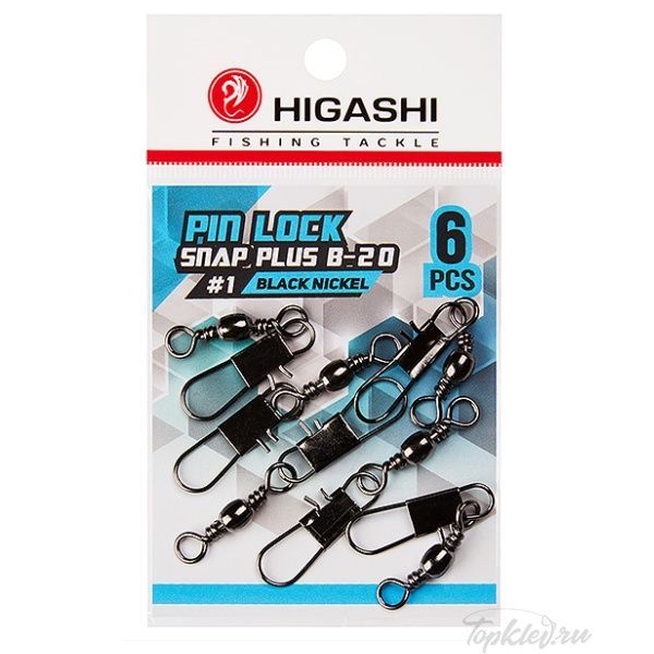 Карабин с вертлюгом Higashi Pin lock snap plus B-20 #2 black nickel Карабин с вертлюгом Higashi Pin lock snap plus B-20 #2 black nickel