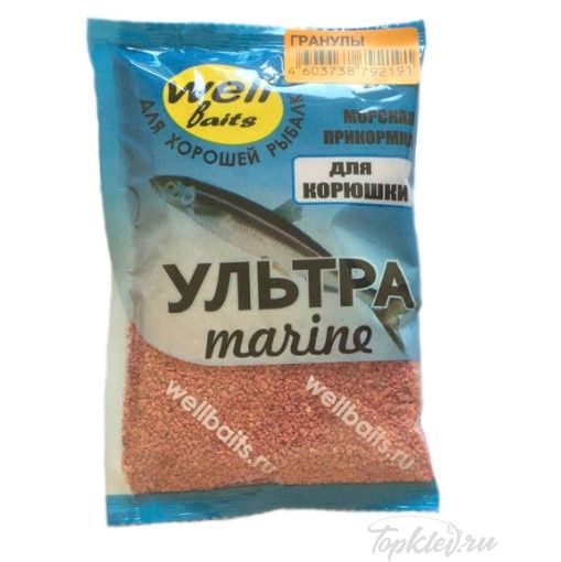 Прикормка Wellbaits Ultra marine dry mini granules корюшка 95гр #Красная