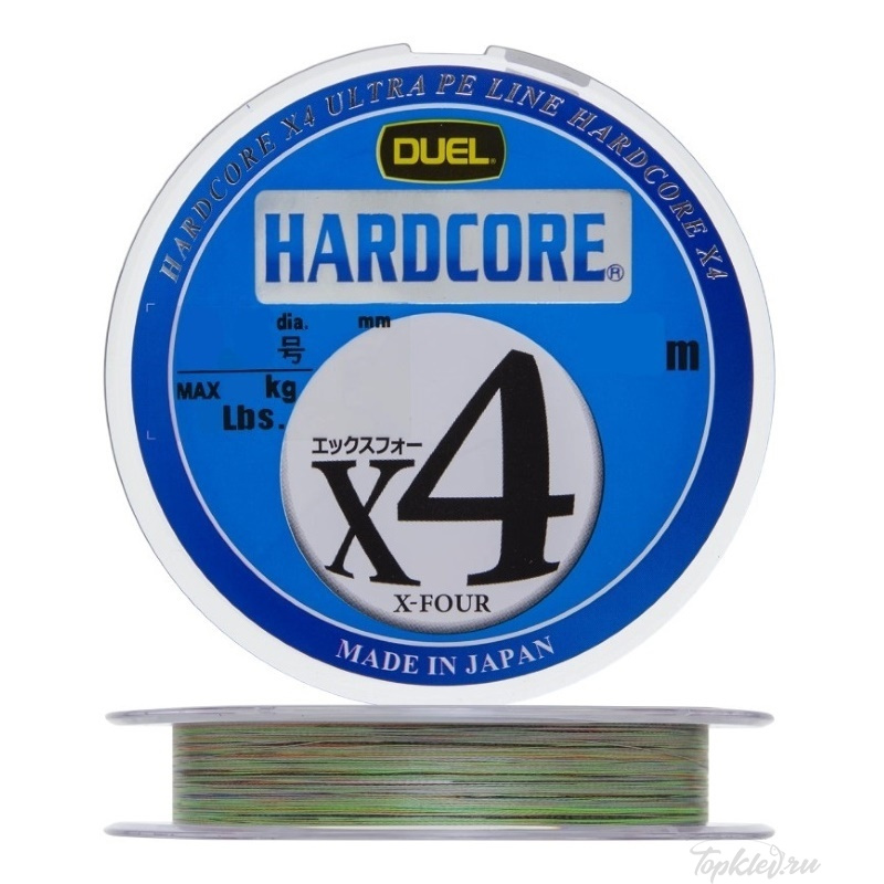 Плетеный шнур Duel PE Hardcore X4 #1.5 (300м, 0.209мм, 10кг) #5Color-Yellow marking