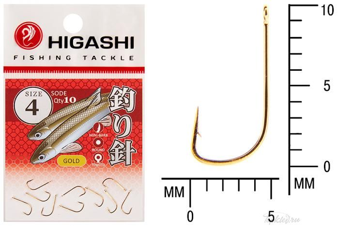 Крючок Higashi Sode ringed #4 Gold