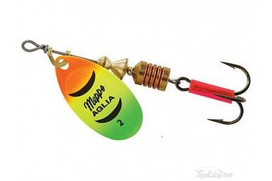 Блесна вращающаяся Mepps "Aglia OR/TIGER" №2 (4,5г) на подложке 1 шт.