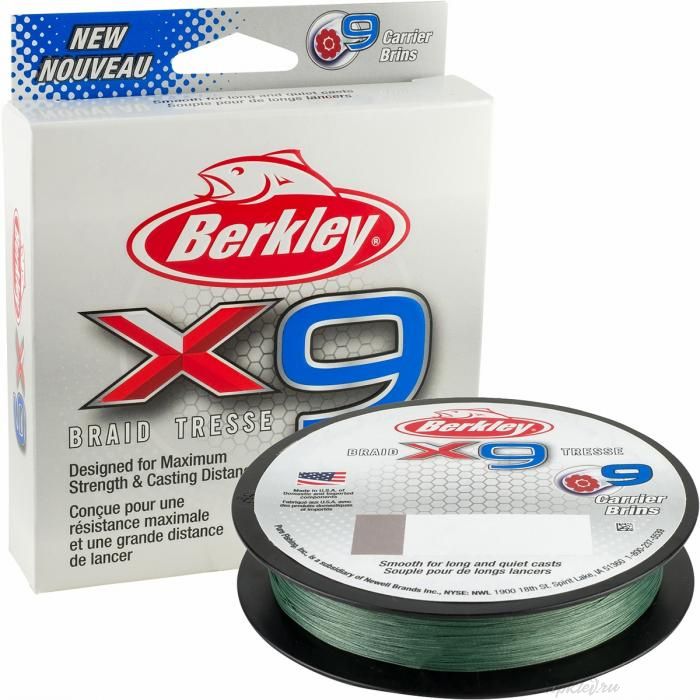 Шнур плетеный Berkley X9 Braid Low Vis Green 300m 0.43mm 45.3kg